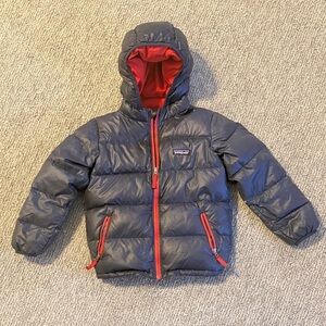 Patagonia Kids' Navy Puffer Jacket with Red Zipper